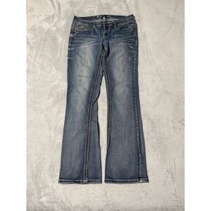 Ariya Jeans Women's 12 Blue Bootcut Low Rise Stretch Medium Wash *FLAW